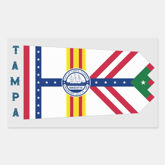 Pegatina Rectangular Bandera de Tampa, Florida (Anverso)