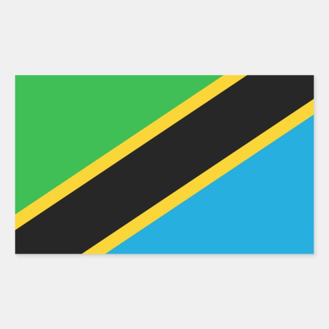 Pegatina Rectangular Bandera de Tanzania (Anverso)