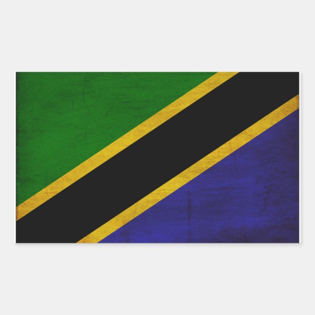Pegatina Rectangular Bandera de Tanzania (Anverso)