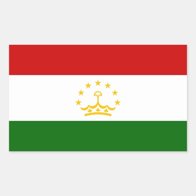 Pegatina Rectangular Bandera de Tayikistán (Anverso)