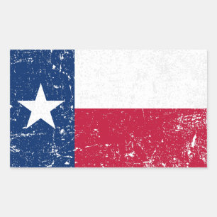 Pegatina Rectangular Bandera de Tejas Grunge con problemas