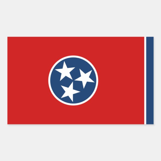 Pegatina Rectangular Bandera de Tennessean, Bandera de Tennessee (Anverso)