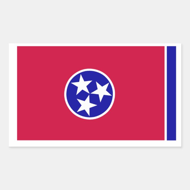 Pegatina Rectangular Bandera de Tennessee (Anverso)