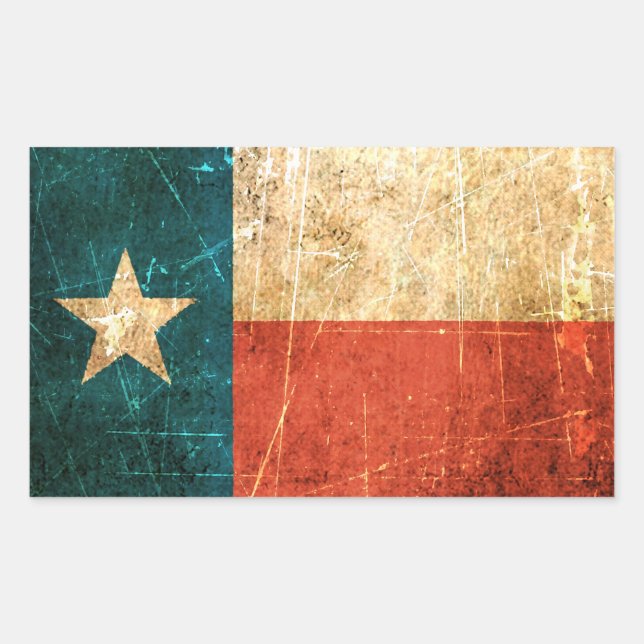Pegatina Rectangular Bandera de Texas esposada y rota (Anverso)
