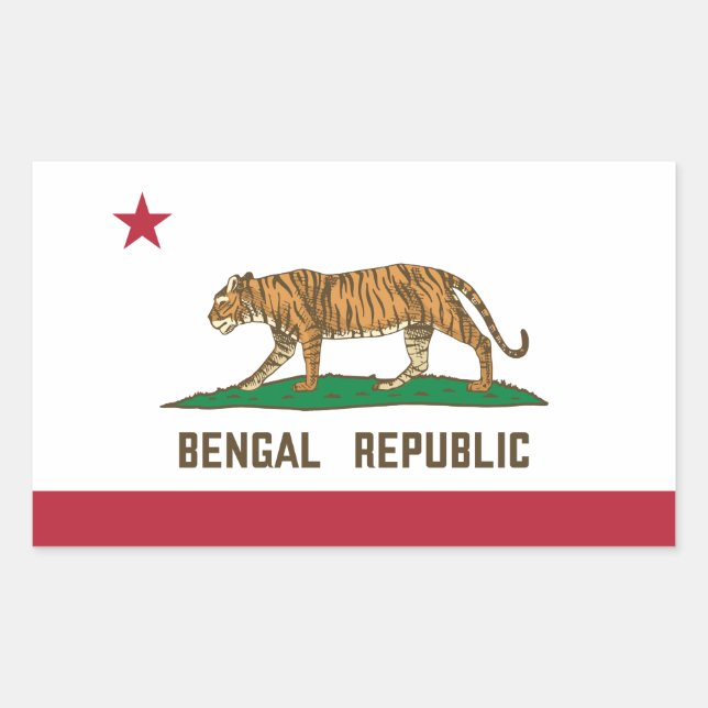 Pegatina Rectangular Bandera de tigre de la República Bengalí Orgullo b (Anverso)