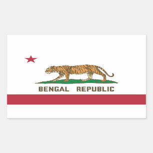 Pegatina Rectangular Bandera de tigre de la República Bengalí Orgullo b