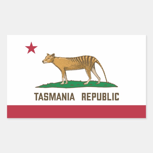 Pegatina Rectangular Bandera de tilacino de la República de Tasmania Ti (Anverso)