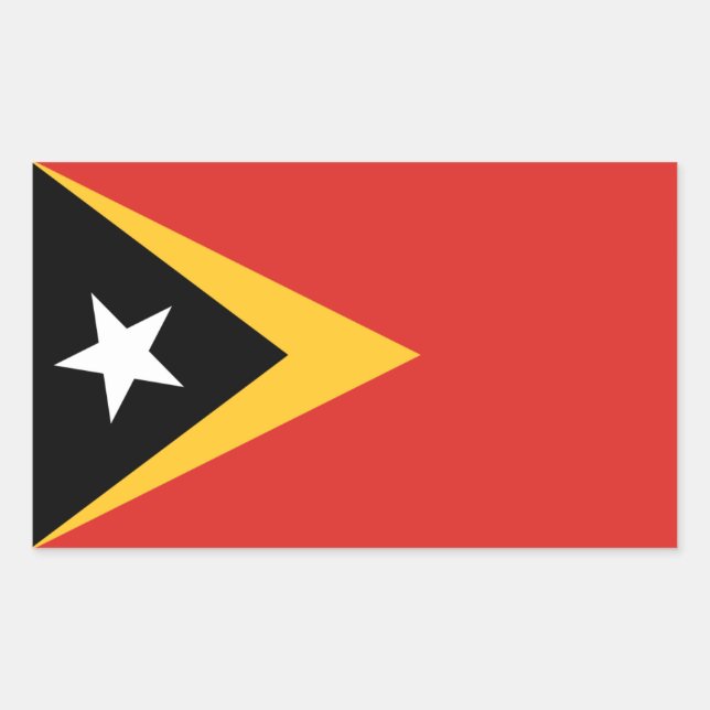Pegatina Rectangular Bandera de Timor Oriental, bandera de Timor Orient (Anverso)