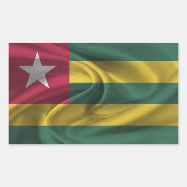 Pegatina Rectangular Bandera de Togo (Anverso)