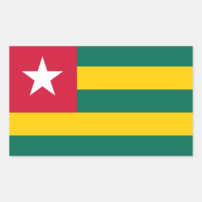 Pegatina Rectangular Bandera de Togo (Anverso)