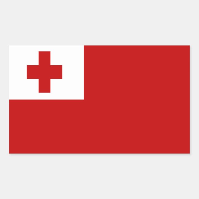 PEGATINA RECTANGULAR BANDERA DE TONGA (Anverso)
