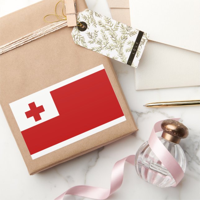 Pegatina Rectangular Bandera de Tonga (Regalar)
