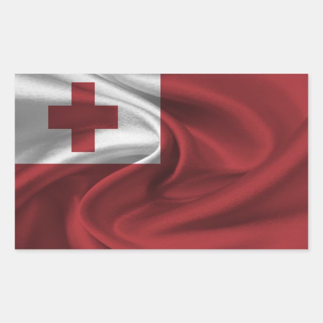 Pegatina Rectangular Bandera de Tonga (Anverso)