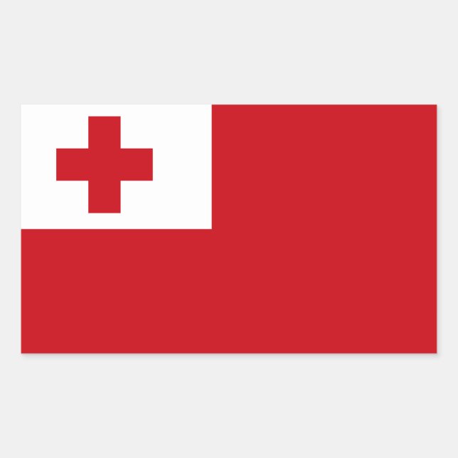 Pegatina Rectangular Bandera de Tonga (Anverso)