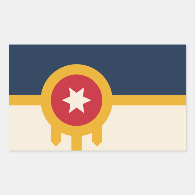 Pegatina Rectangular Bandera de Tulsa, Oklahoma (Anverso)