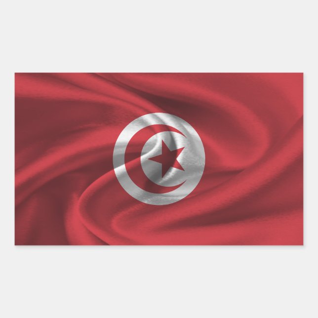 Pegatina Rectangular Bandera de Túnez (Anverso)