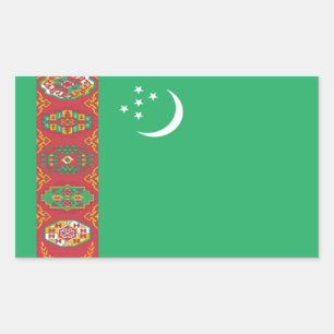 Pegatina Rectangular Bandera de Turkmenistán