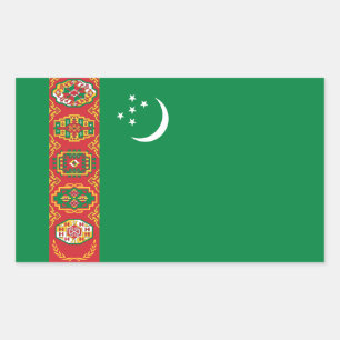 Pegatina Rectangular Bandera de Turkmenistán