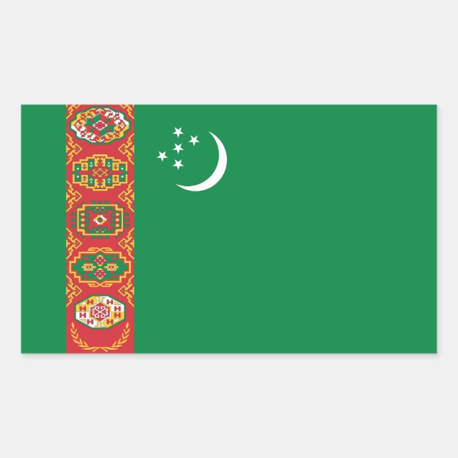 Pegatina Rectangular Bandera de Turkmenistán (Anverso)