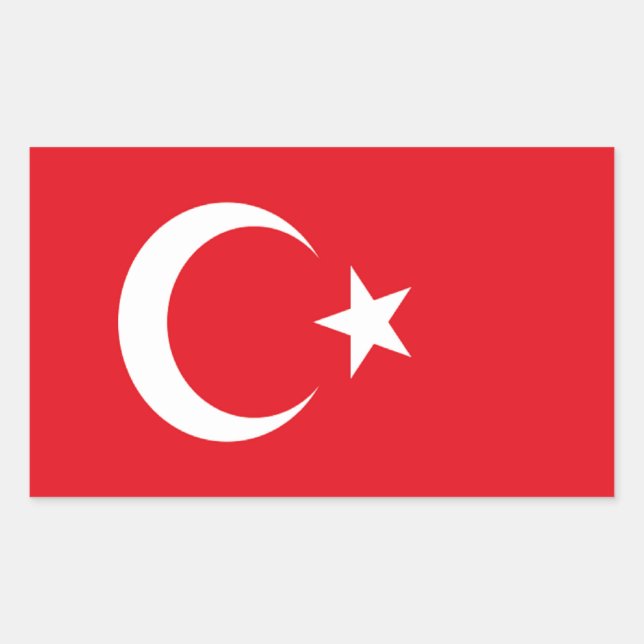 Pegatina Rectangular Bandera de Turquía (Anverso)