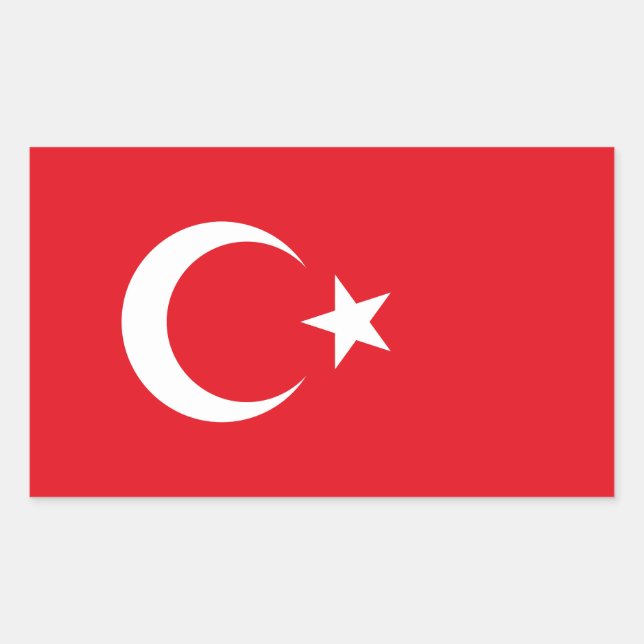 Pegatina Rectangular Bandera de Turquía (Anverso)