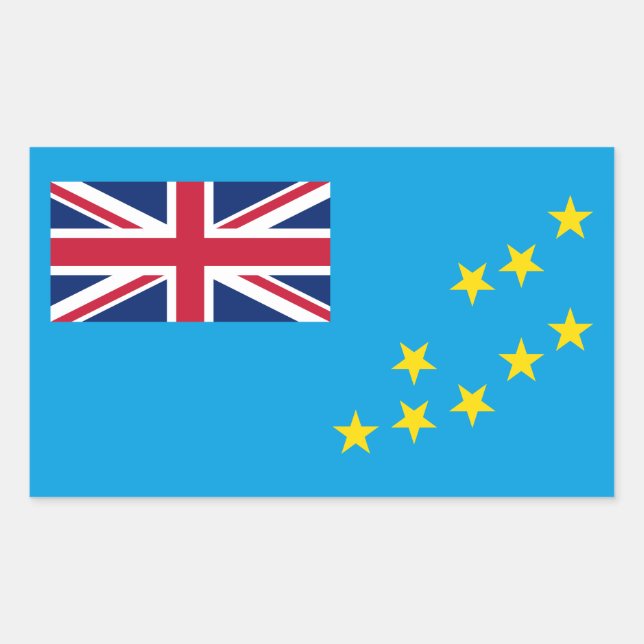 Pegatina Rectangular Bandera de Tuvalu (Anverso)
