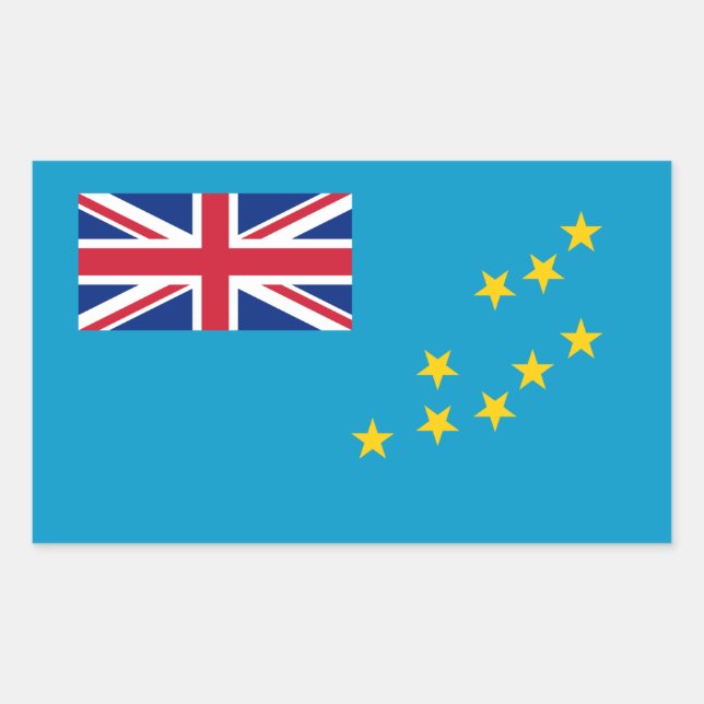 Pegatina Rectangular Bandera de Tuvalu, Bandera de Tuvalu (Anverso)