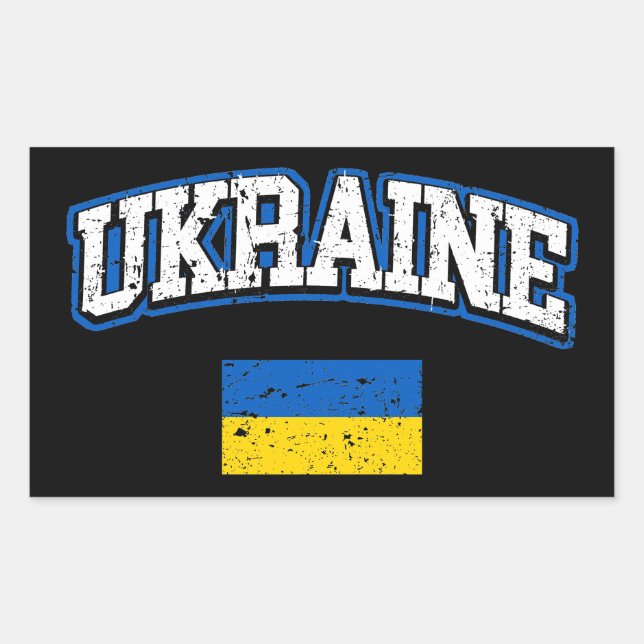 Pegatina Rectangular Bandera de Ucrania (Anverso)