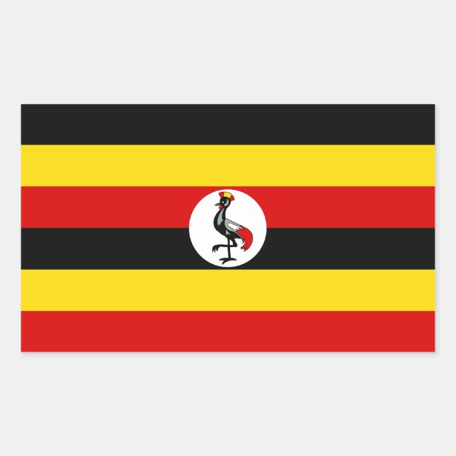 Pegatina Rectangular Bandera de Uganda (Anverso)