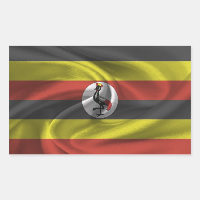 Pegatina Rectangular Bandera de Uganda (Anverso)