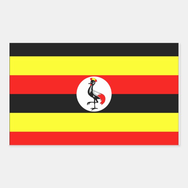 Pegatina Rectangular Bandera de Uganda (Anverso)