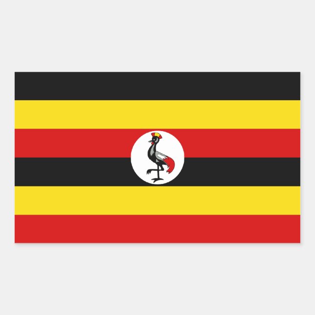 Pegatina Rectangular Bandera de Uganda/Uganda (Anverso)