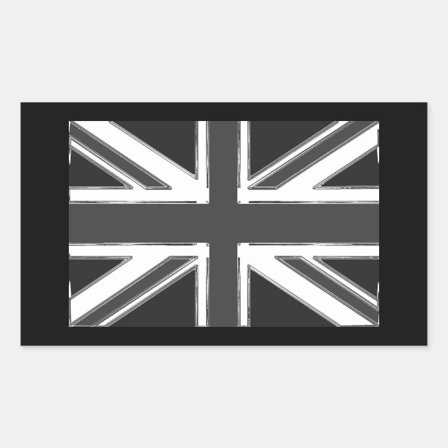 Pegatina Rectangular Bandera de Union Jack del Reino Unido - Cromado (Anverso)