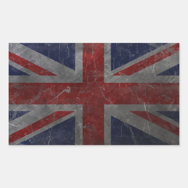 Pegatina Rectangular Bandera de unión metalizado (Anverso)