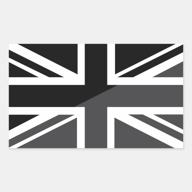 Pegatina Rectangular Bandera de Unión Negra y Gris Jack British (UK) (Anverso)