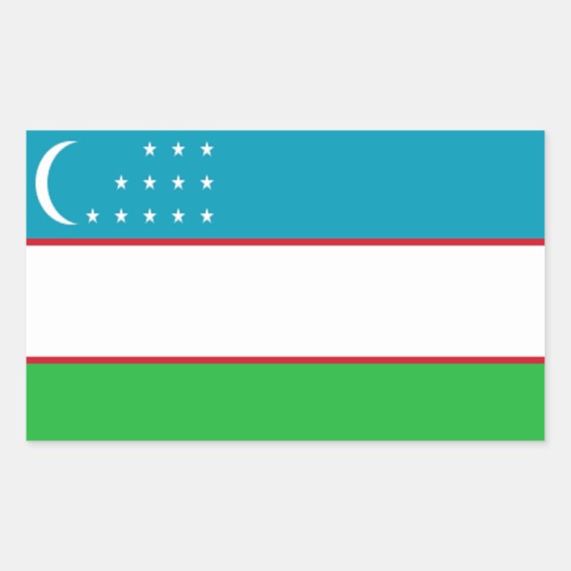 Pegatina Rectangular Bandera de Uzbekistán (Anverso)