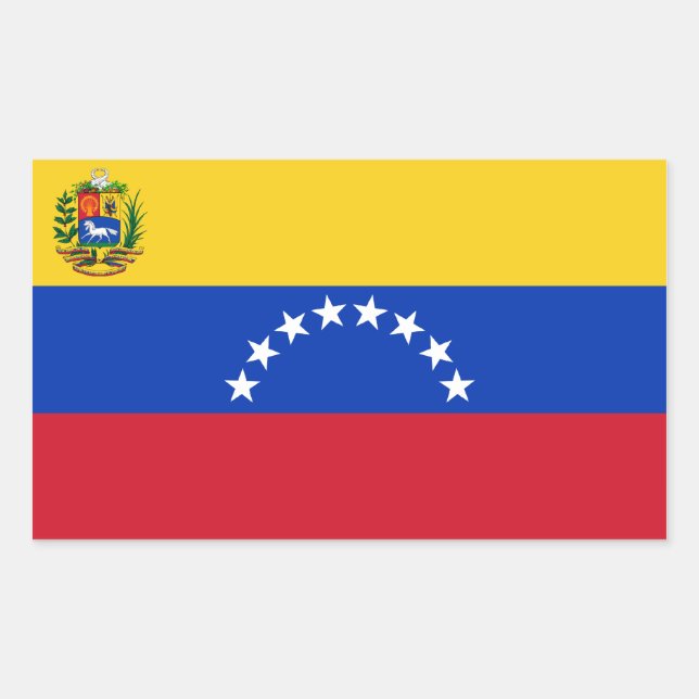 Pegatina Rectangular Bandera de Venezuela/Venezuela (Anverso)