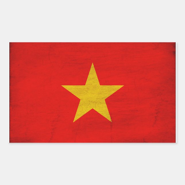 Pegatina Rectangular Bandera de Vietnam (Anverso)