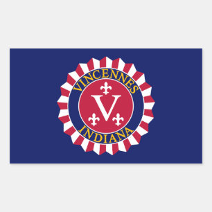 Pegatina Rectangular Bandera de Vincennes, Indiana
