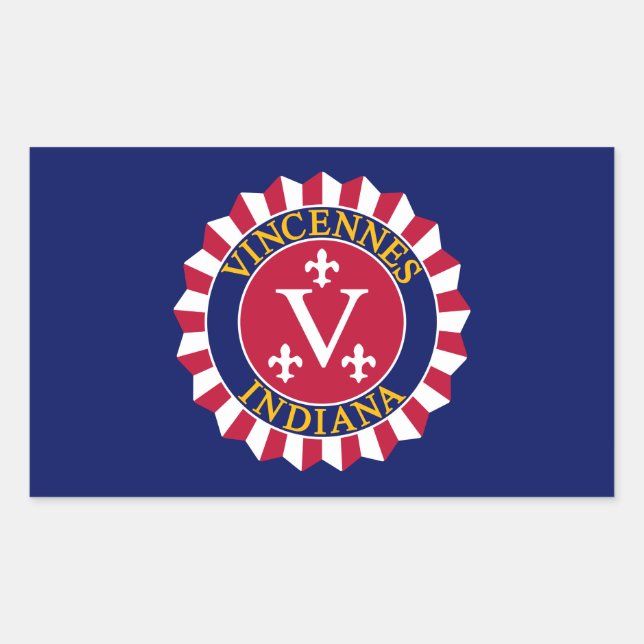 Pegatina Rectangular Bandera de Vincennes, Indiana (Anverso)