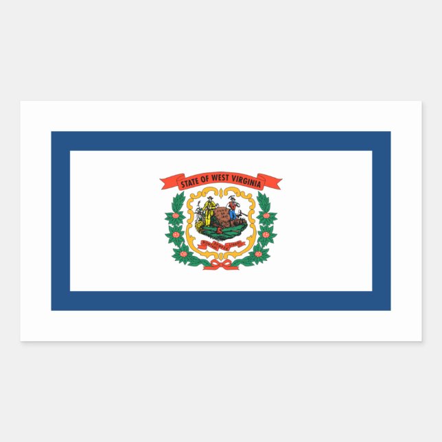 Pegatina Rectangular Bandera de Virginia Occidental, Bandera de Virgini (Anverso)