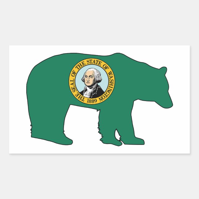 Pegatina Rectangular Bandera de Washington (Anverso)