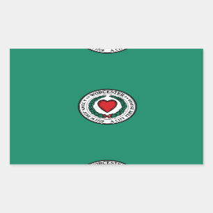 Pegatina Rectangular Bandera de Worcester, Massachusetts