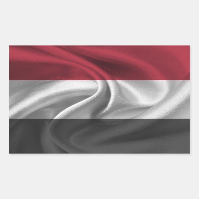Pegatina Rectangular Bandera de Yemen (Anverso)