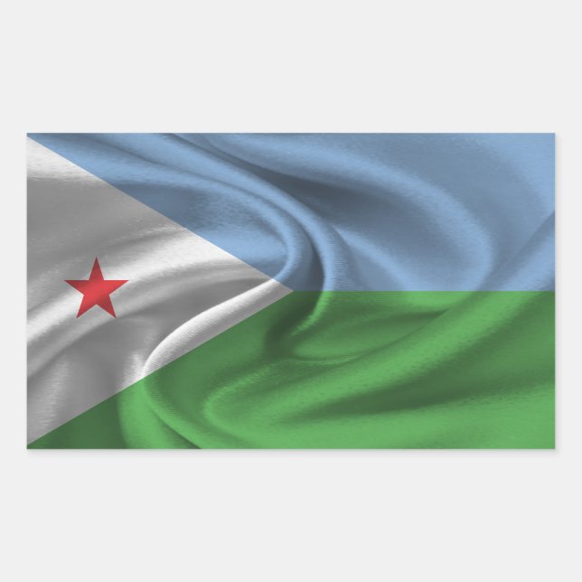 Pegatina Rectangular Bandera de Yibuti (Anverso)