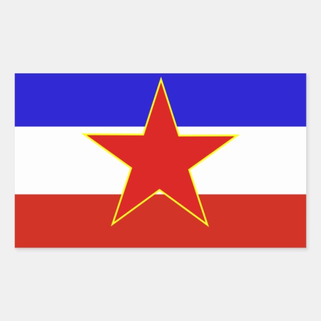 Pegatina Rectangular Bandera de Yugoslavia (Anverso)