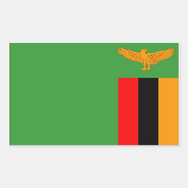 Pegatina Rectangular Bandera de Zambia (Anverso)