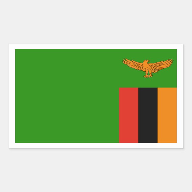 Pegatina Rectangular Bandera de Zambia, Bandera de Zambia (Anverso)