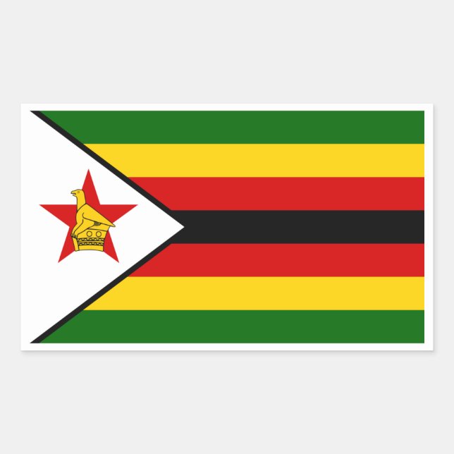 Pegatina Rectangular Bandera de Zimbabue, bandera de Zimbabue (Anverso)