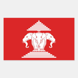 Pegatina Rectangular Bandera del ທຸງຊາດລາວ de Laos (1